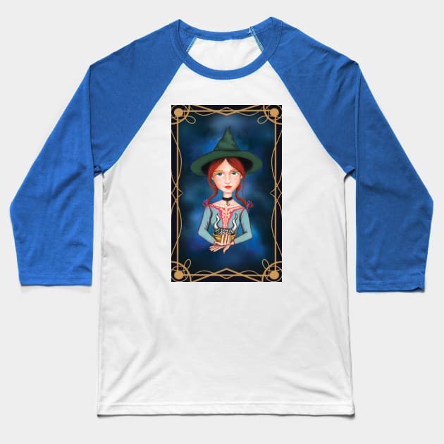 Red hair capricorn witch Baseball T-Shirt by Raluca Iov